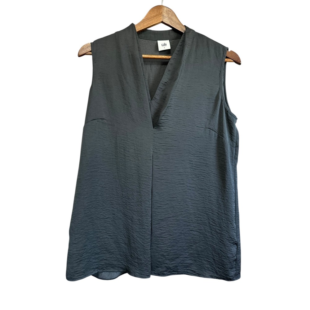 Cabi Dark Gray Textured V Neck Sleeveless Top Women's Size‎ S